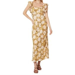Madewell Angelina Floral Yellow Maxi Dress size 12 Cottagecore Easter